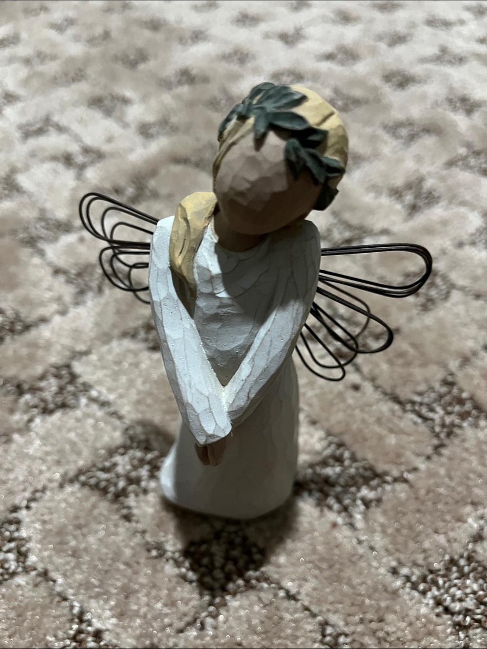 Willow Tree White Angel with Gold Hair and Wire Wings